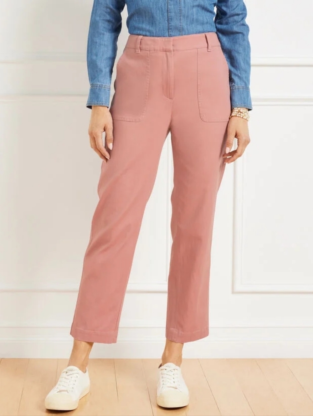 NEW Talbots Rose Pink Straight Leg Crop Pants 10